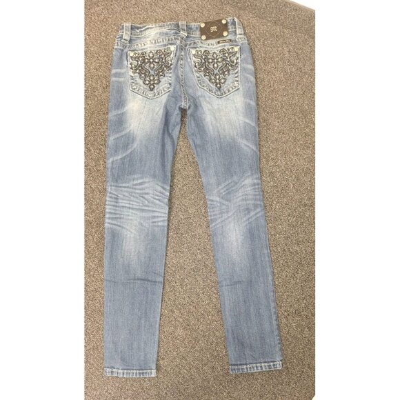 Miss Me MP7555S Jeans Women's 27x31 Mid Rise Slim Embellished Bling Faded - Picture 1 of 4